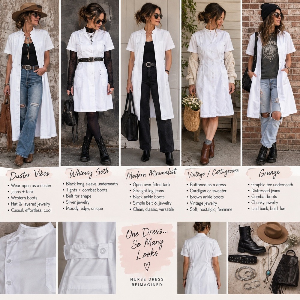 Ofeechun Button Front Duster Dress Asymmetrical Neck Mandarin Collar Size M